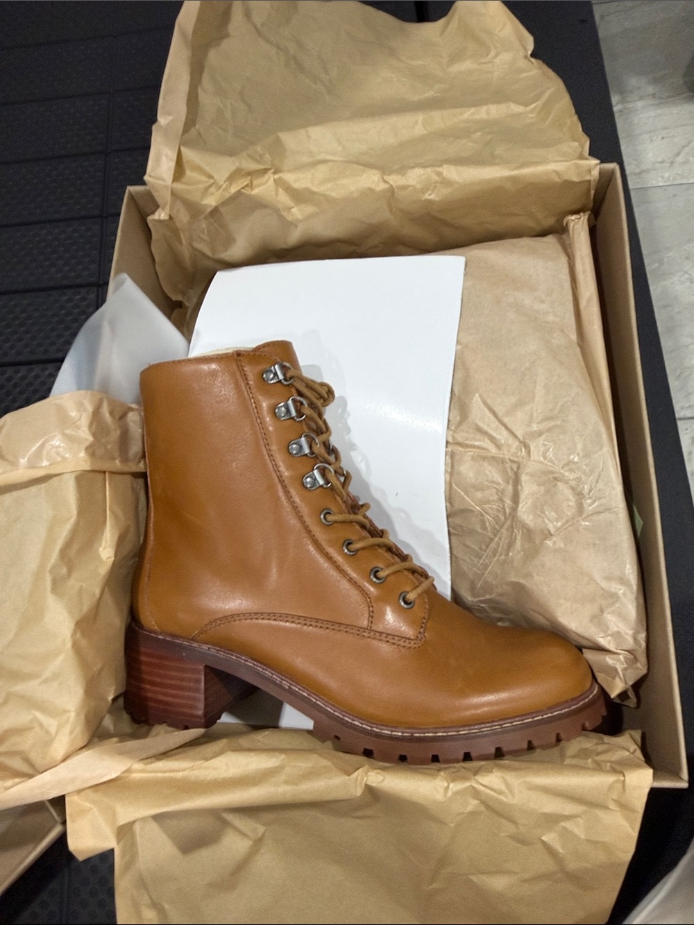 NEW Madewell Women's Lace-Up Leather Boots NA906 Bison Brown